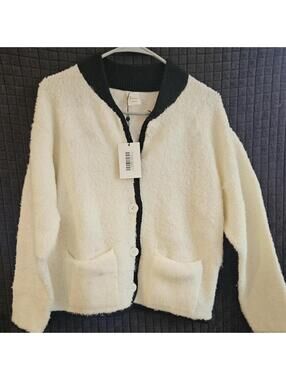 Short Story Women's White and Cream Cardigan